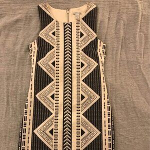 Black & White Aztec Fitted Dress, Size Medium